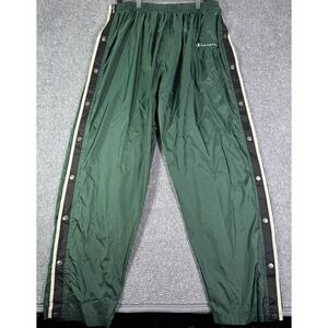 Vintage 90s Champion Tear Away Track Pants Green Nylon Breakaway Snap XXL Y2K